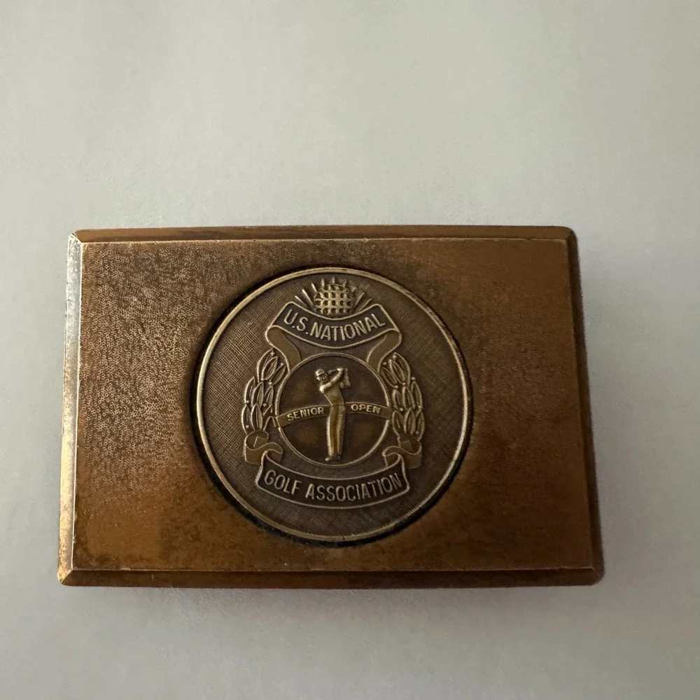 Vintage US National Senior Open Golf Association Belt‎ Buckle Copper Tone